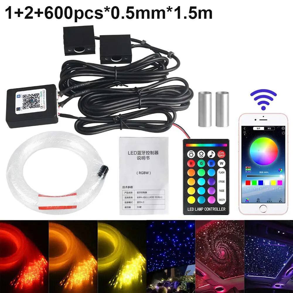 1/2/4 Split Fiber Optic Light Starry Sky Lamp APP Music Remote Control Car Roof Star Light Ceiling for Car Home