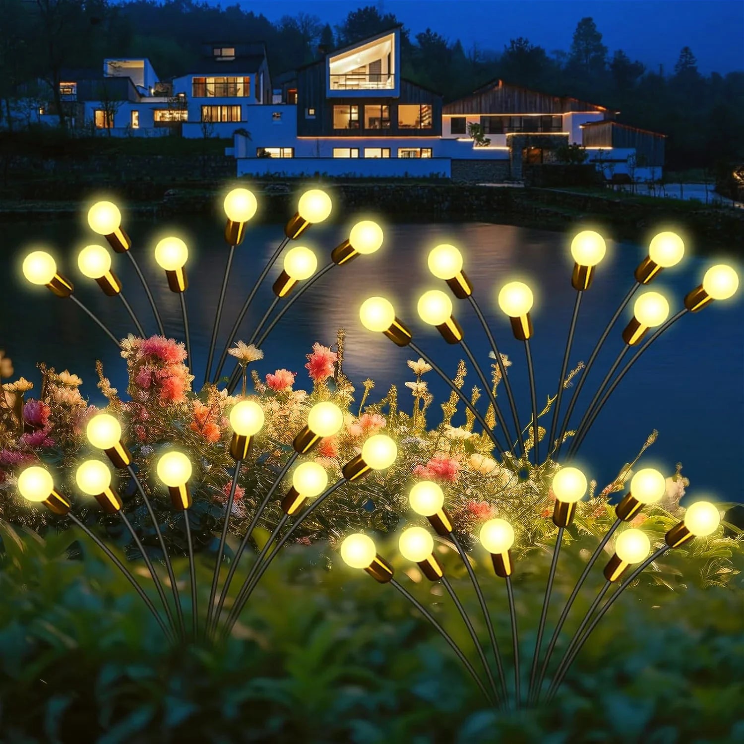 8pcs Outdoor Lights Solar Lawn Lamp Garden Lamp LED Wind-driven Firefly Ground Plug Lamp for Garden Lawn Landscape Holiday Light