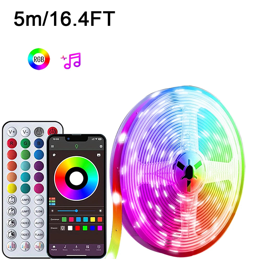 RGB Led Strip Lights with Music Sync, APP Control Led Tape Lights for Bedroom Room Party Decor TV Backlight