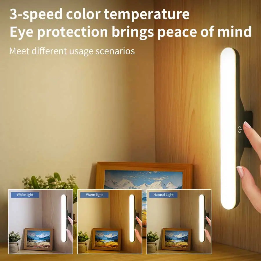 LED Makeup Mirror Lights Magnetic Hanging USB Rechargeable Desk Lamp Reading Light Dimmable Cabinet Closet Dormitory Night Light