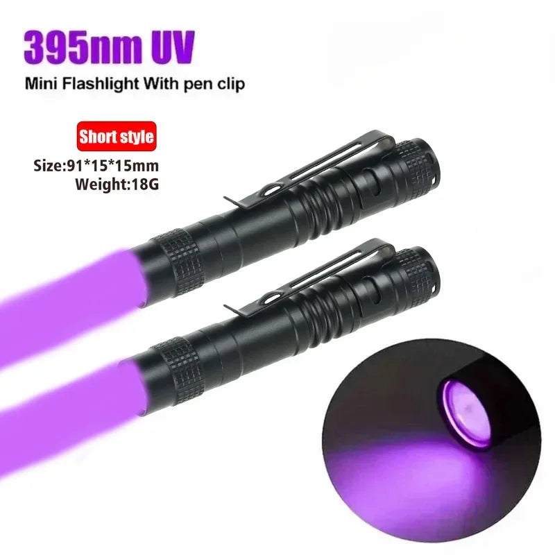 365/395nm UV Flashlight Ultraviolet Invisible Ink Marker Blacklight Pen Torch Pet Cat tinea urine Stains Scorpion Detection Lamp