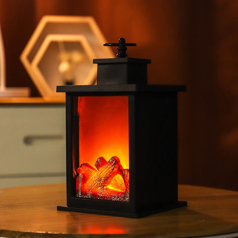 LED Simulation Flame Lamp Night Light Retro Atmosphere Decoration Fireplace Lamp Creative Ornament Hand-held Night Light