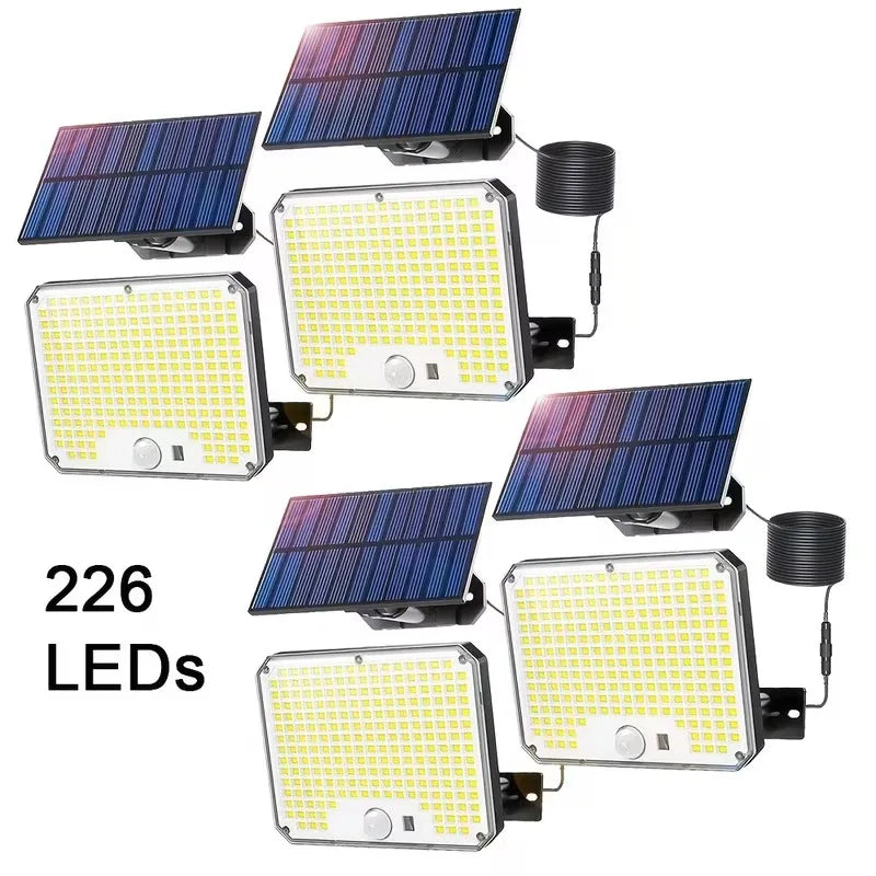 Split Solar Flood Lights Outdoor Waterproof, 226LED Motion Activated Solar Wall Lamp for Patio, Garage, Backyard, Garden