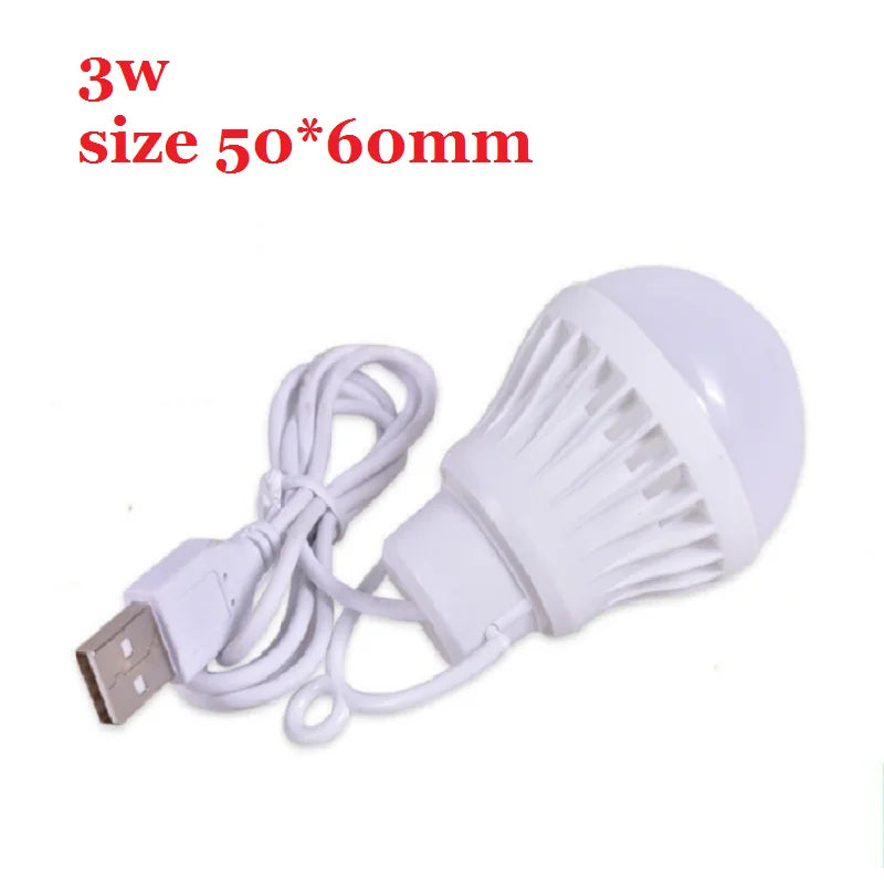 USB Bulb LED Portable Camping Lamp Mini Bulb 5V Power Book Lights Student Learning Desk Reading Hiking Tent Travel Work