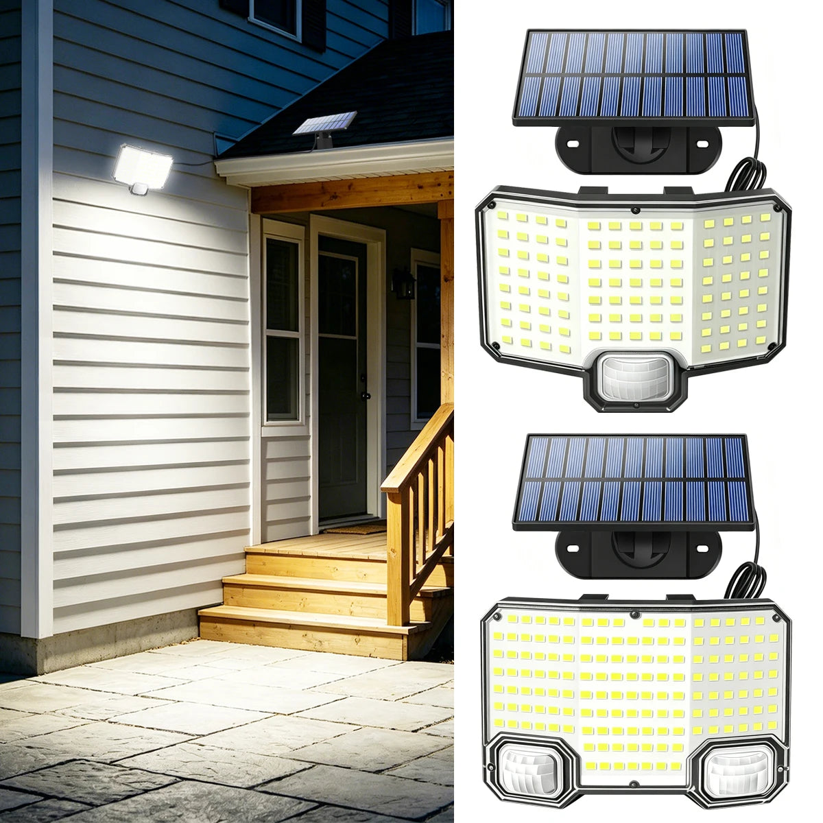 Super Bright Solar Light Outdoor Wall Lamp 112LED Single Sensor Head IP65 Waterproof 3 Mode Auto On Off For Garden Yard Door