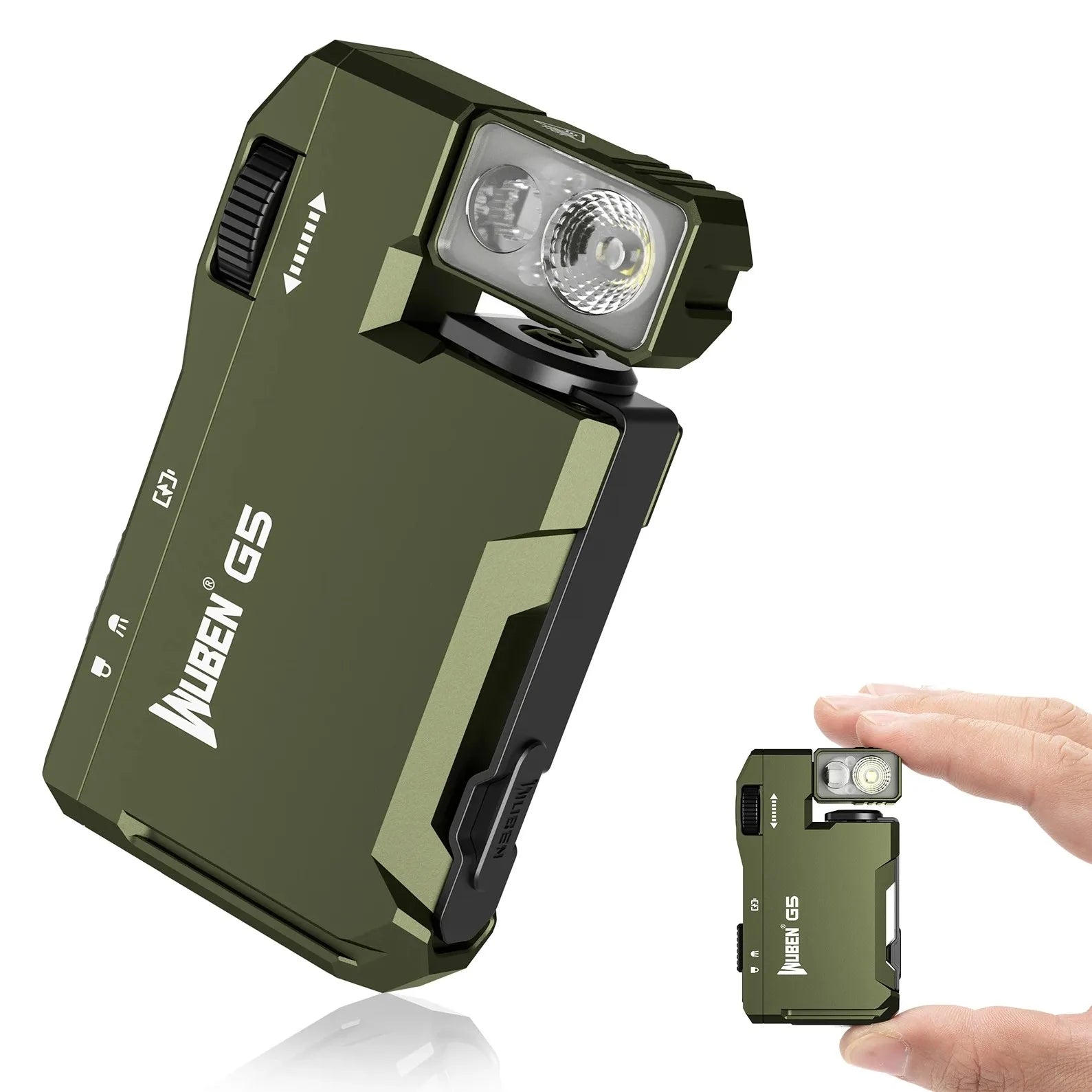 WUBEN G5 Rechargeable EDC Flashlight, 400 Lumens Dual Light Sources Mini Flashlight with RGB Light, Portable Pocket Flashlights