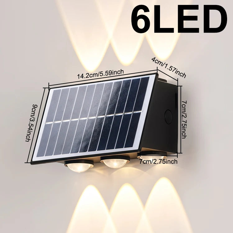 Modern Outdoor Solar Wall Lamp Waterproof IP65 Upper and Lower Lighting Exterior Wall Lamp Garden Balcony Corridor LED Wall Lamp