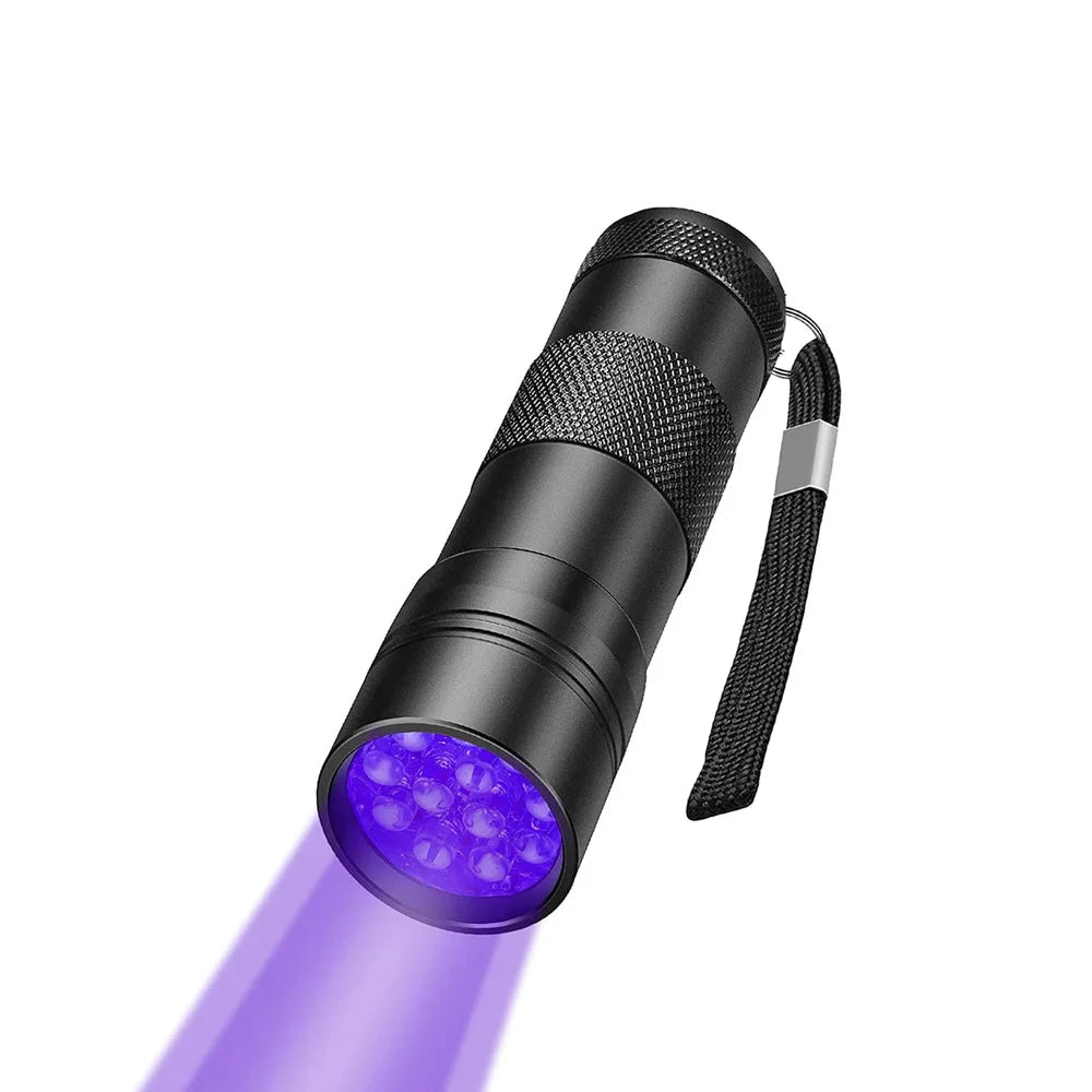 UV Handheld Waterproof Blacklight Flashlights 12 Led 395nm Mini Light Torch Detector for Pets Urine Stains Black Light UV Lamp
