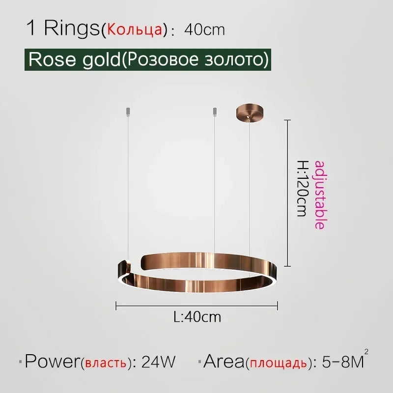 Modern Art Circle Rings Ceiling Chandeliers Hanging Pendant Led Lighting for Living Room Staircase Hotel Decor Suspension Lustre