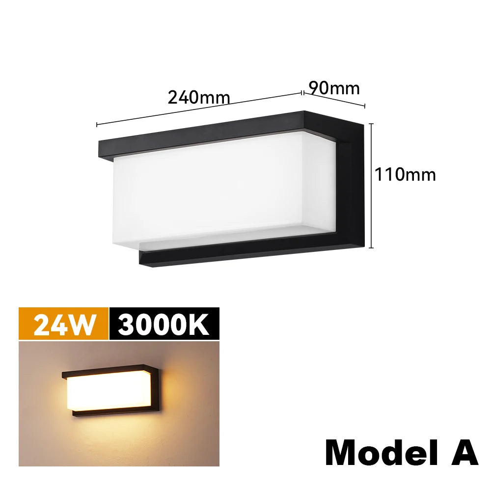IP65 Waterproof Outdoor LED Wall Lamp 24W AC85-265V Exterior Wall Lighting Plastic Lamp Body Warm White Porch Light Garden Light