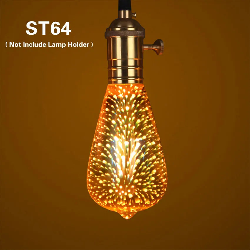 3D LED Light Bulb E27 4W Vintage Star Design 85V-265V Christmas Party Night Decor Ambient Lamp Ampoule for Lighting
