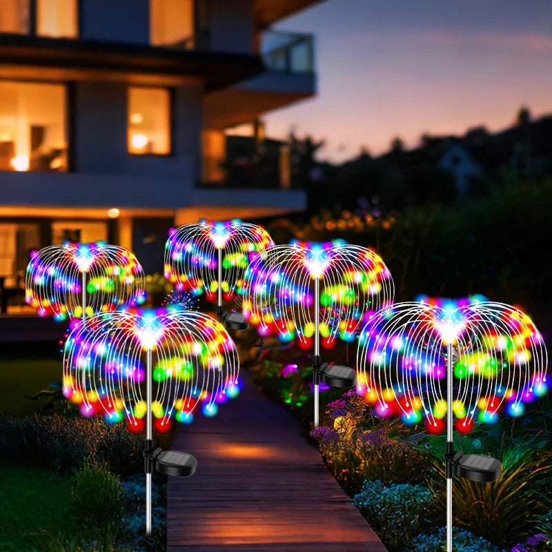 Outdoor LED Solar Patio Lights Waterproof Christmas Decor Firework Ground Socket Lights for Yard Garden Pathway Lawn Street 1PC