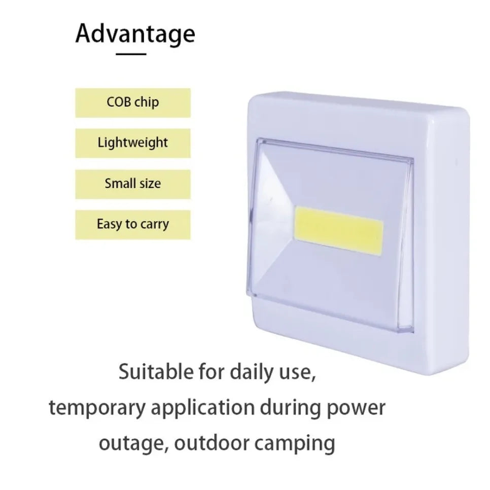 2 Pcs COB LED Night Lights AAA Battery Wall Light Operated with Switch Magic Tape for Cabinet lights Garage Corridor lamp