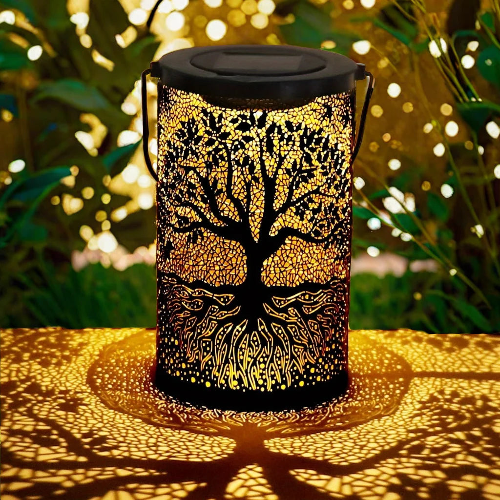 1pc Hanging Solar Lantern, Outdoor Waterproof Vintage Metal LED Big Tree Decorative Lights, Garden Yard Lawn Lights