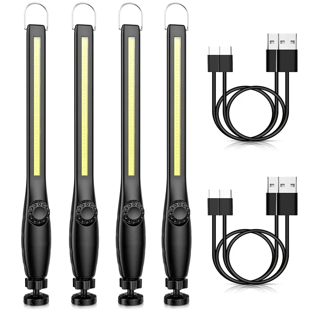 1-10pcs COB LED Flashlight Magnetic Work Light USB Rechargeable Torch Portable Lantern Inspection Light Camping Car Repair Lamp