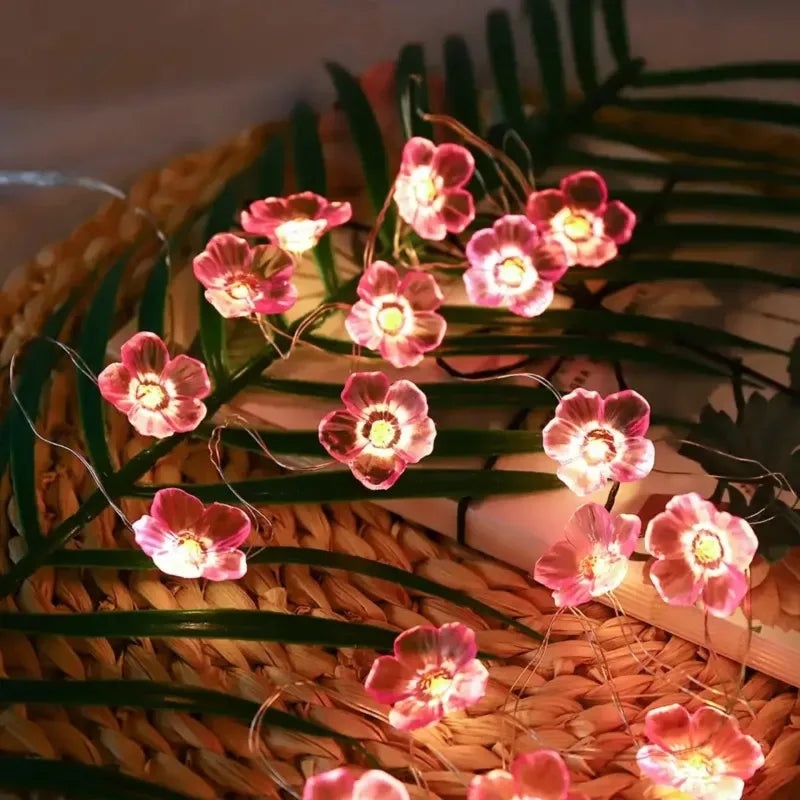 LED Cherry Blossom Fairy Light Battery Powered Pink Warm Light Cherry Blossom String Light Suitable for Indoor Decorative Lights