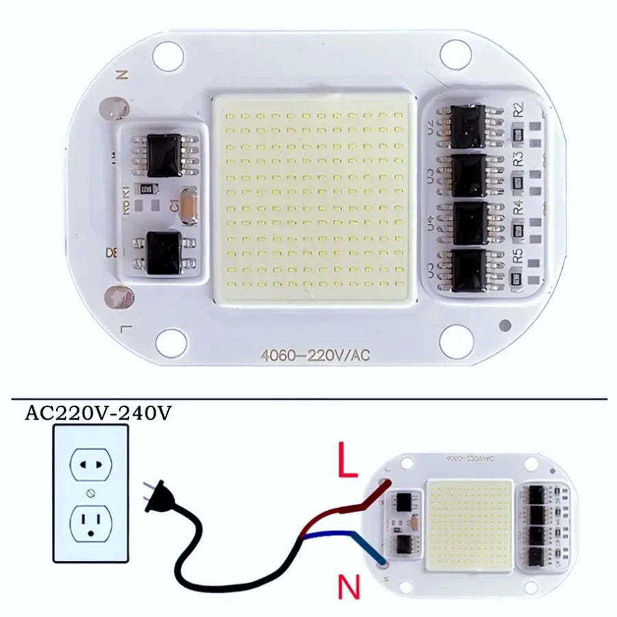 50W AC220V LED COB Chip 50W Light Source No Need Driver for LED Lamp Beads Flood Light Spotlight Lamp High Brightness Chip
