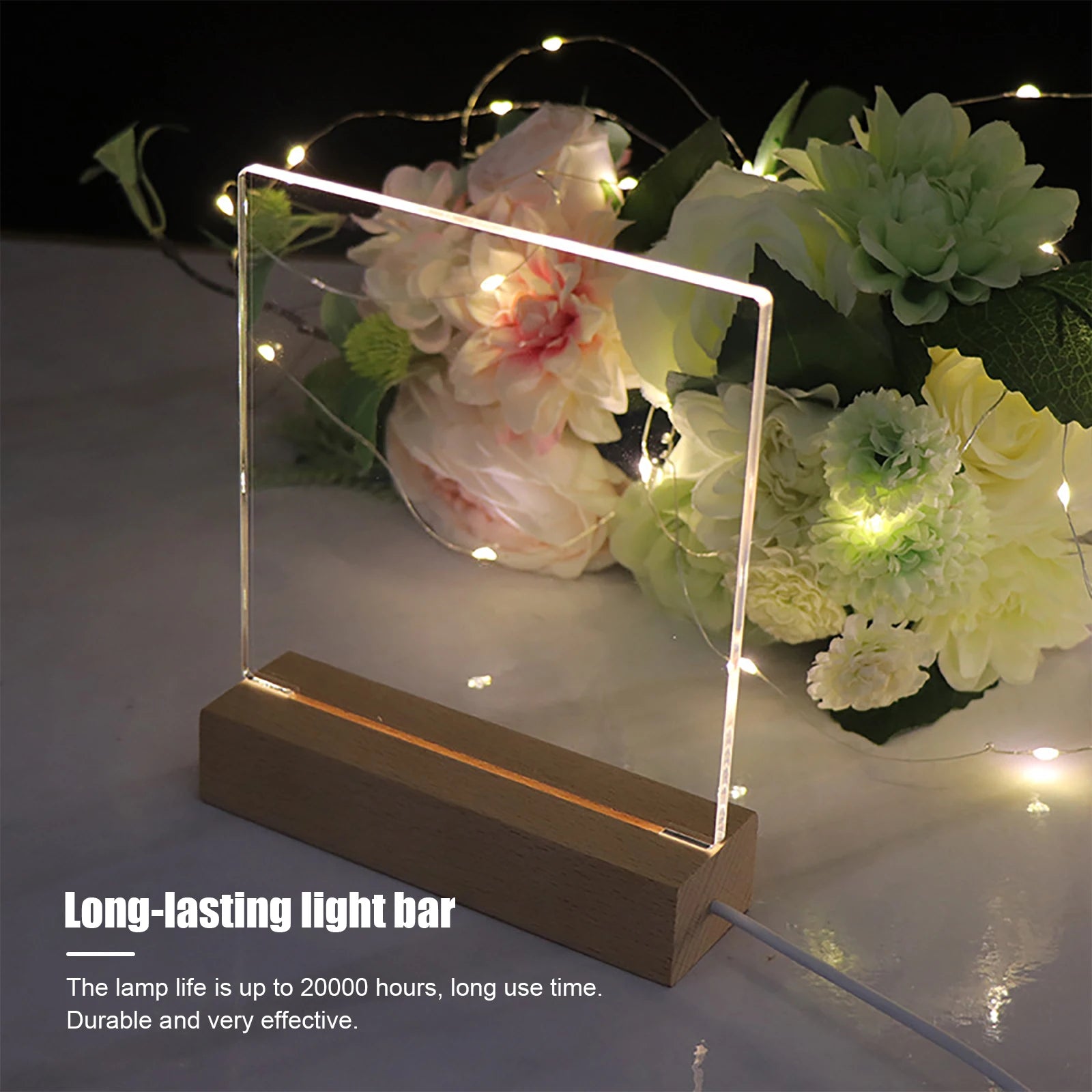 10-1Pcs LED Wood Display Base Creative Rectangle Crystal USB Lighted Stand for Resin Art Acrylic Light Plate Stand Craft