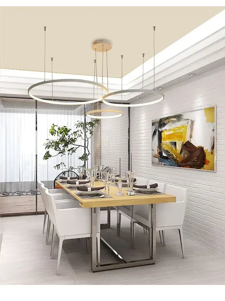 Led Chandelier Black Rings Ceiling Mount Chandelier Lighting for Living room Dining room Kitchen Luminaires