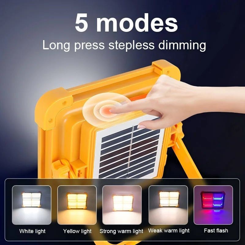 Solar Flood Light Power Bank IP66 Waterproof USB Rechargeable Camping Tent Lamp for Outdoor Emergency