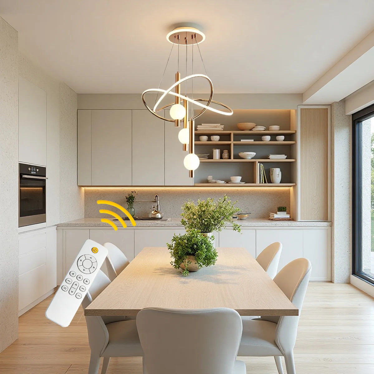 Lollipop-Shaped LED Pendant Light, with Three Adjustable Light Colors, Remote Control/Switch Operation, and Adjustable Height; Ideal for Above Dining Tables, in Bedrooms, and More