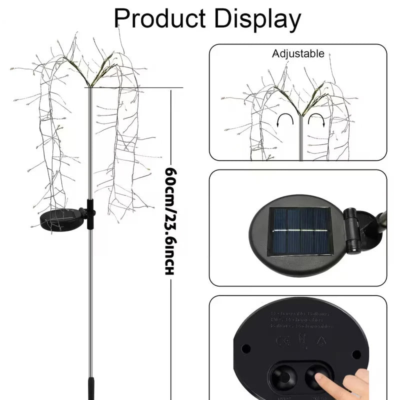 Outdoor LED Fairy Lights Garden Path Decor Garland Tree Solar Lights for Balcony Patio Party Street Lawn Lamp