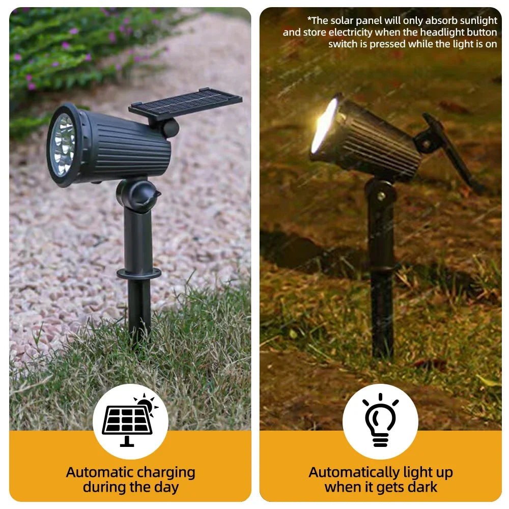 9 LED Solar Spotlights – IP65 Waterproof Outdoor RGB Solar Landscape Lights with Adjustable Brightness for Garden, Yard & Palm