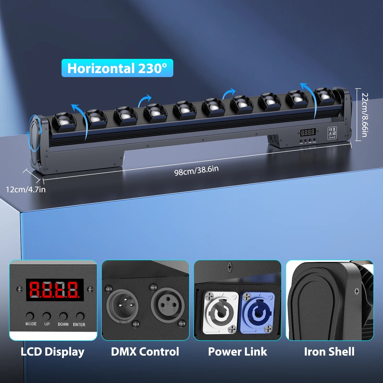 U'King 4Pcs Beam Wall Washer Lights 10X25W RGBW LED Strobe Moving Head DJ Lights Bar DMX Stage Lights For Wedding Party KTV Club