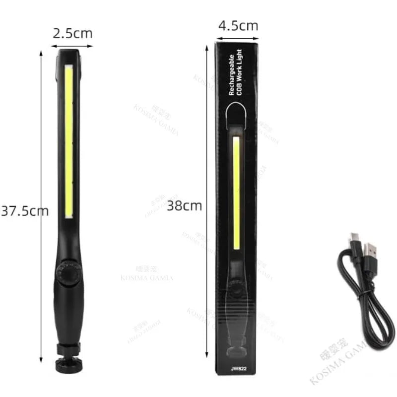 USB Rechargeable COB LED Work Light Magnetic Car Repair Lamp Cordless Emergency Light for Home Garage and Automotive Use