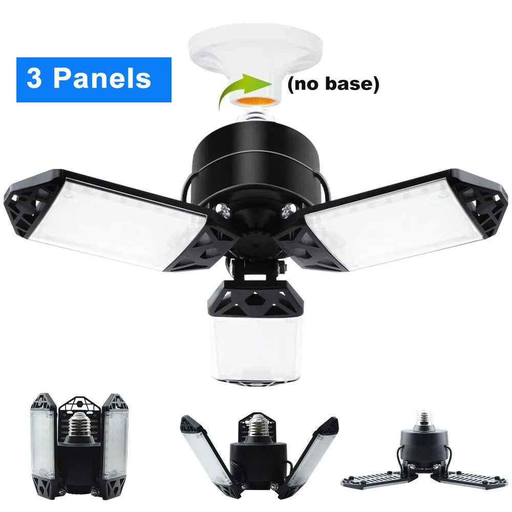 Deformable LED Bulb Garage Light with 3/5/8 Adjustable Panel LED Shop Night Lamp for Workshop Warehouse E26/E27 Ceiling Lighting