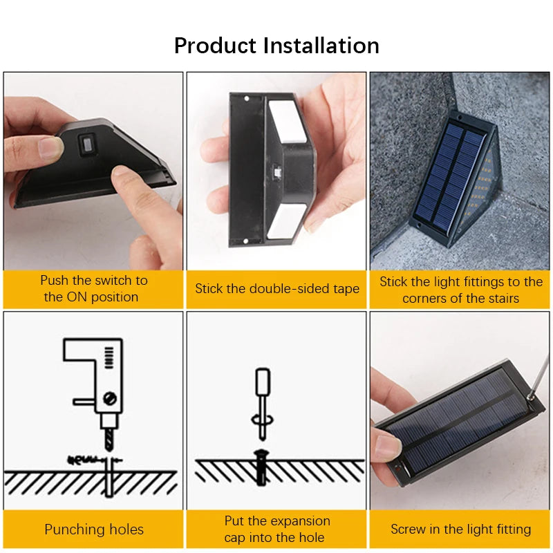 8Pcs LED Solar Step Lights, Waterproof Outdoor Stair Lights, Solar Deck Lights Outdoor Solar Landscape Lighting for Yard, Patio