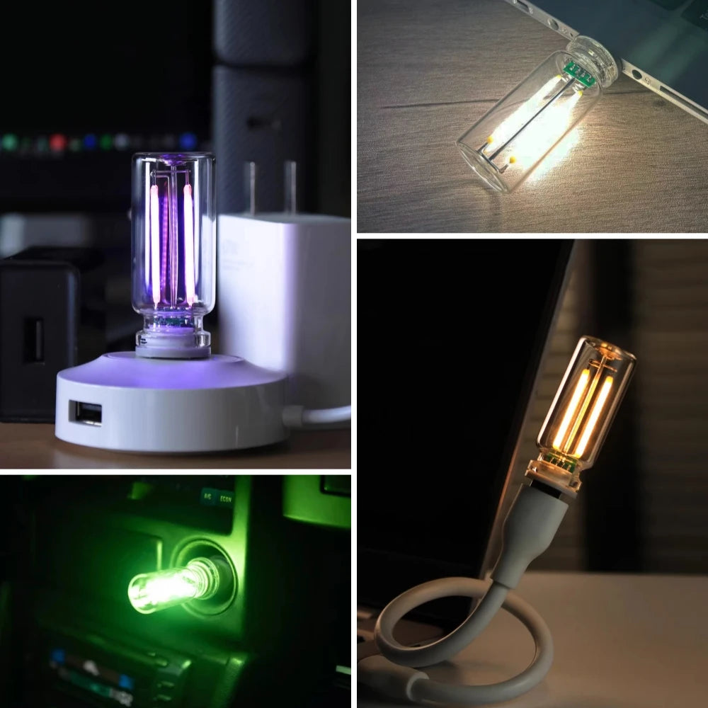 LED Touch Dimming Night Light USB Filament Glass Bulb 5V Retro Edison Bulb Car Decoration Halloween Decor Atmosphere Light