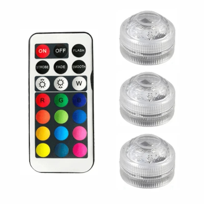 RGB Submersible Lights Remote Control Underwater Led Light Battery Operated Night Lamp For Halloween Vase Wedding Party Decor