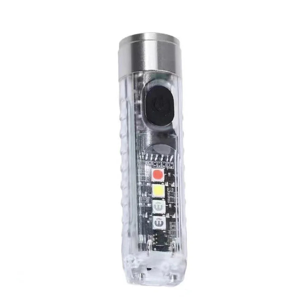 Mini Keychain Flashlight Type-C Fast Charging IP66 Waterproof Torch Lamp With Magnet Multifunction Warning Camping Flashlight
