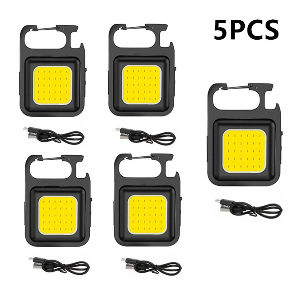 Portable Mini Super Bright COB Keychain Light 4 Lighting Modes Forwork Light Flashlight Charging Lamp Camping Lights with Magnet