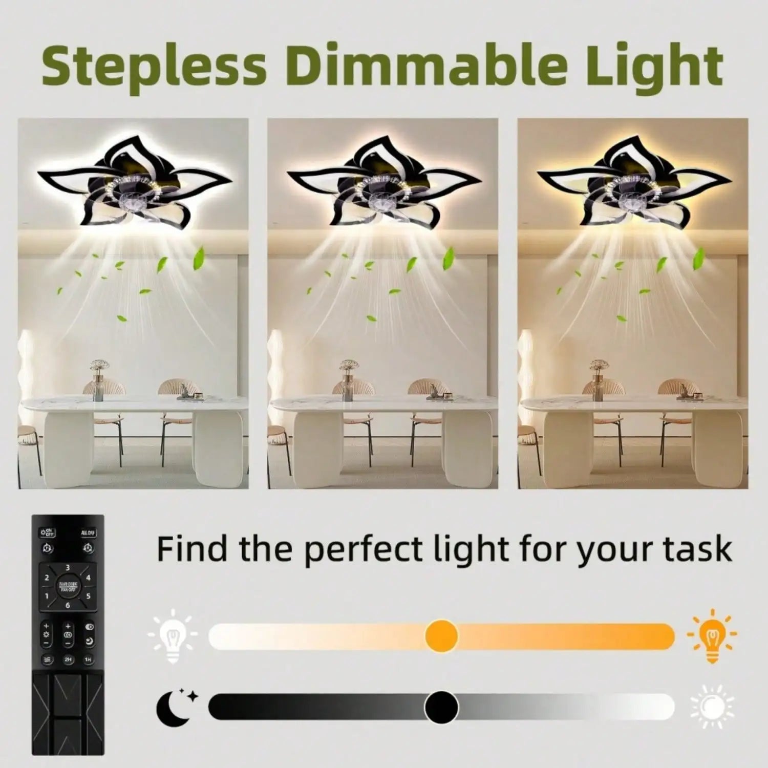 Flush Mount Ceiling Fan with LED Light, Reversible DC Motor 6 Speeds, Stepless Dimmable 3000K-6000K, Timer Setting 1H/2H, Modern Low Profile Fan for Bedroom Living Room Kitchen, 60W