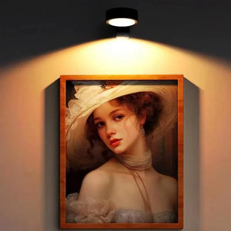 1/2pcs Picture Lights LED Magnetic Art Display Light Battery Operated Magnetic Dimmable Painting Spotlight w/ 13 Lighting Modes