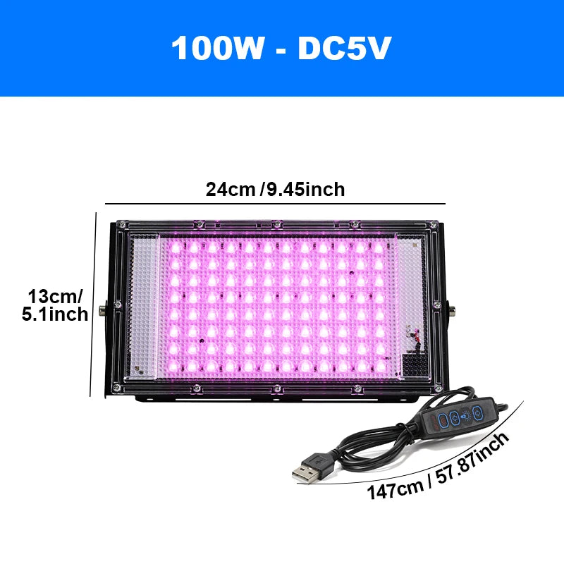 50W 100W 150W LED Grow Light 220V Outdoor LED Floodlight Full Spectrum LED Plant Growth Lamp LED Spotlight Projector Streetlight