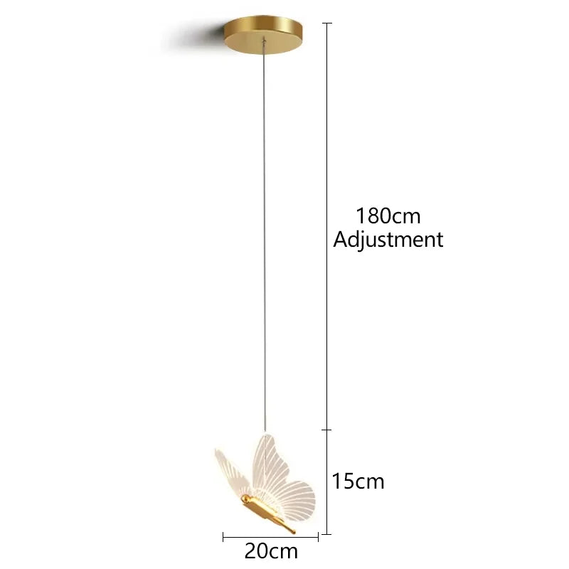 LED Modern Butterfly Pendant Light Ceiling Pendant Light, Bedside Indoor Living Room Dining Room Kitchen Decoration Lighting
