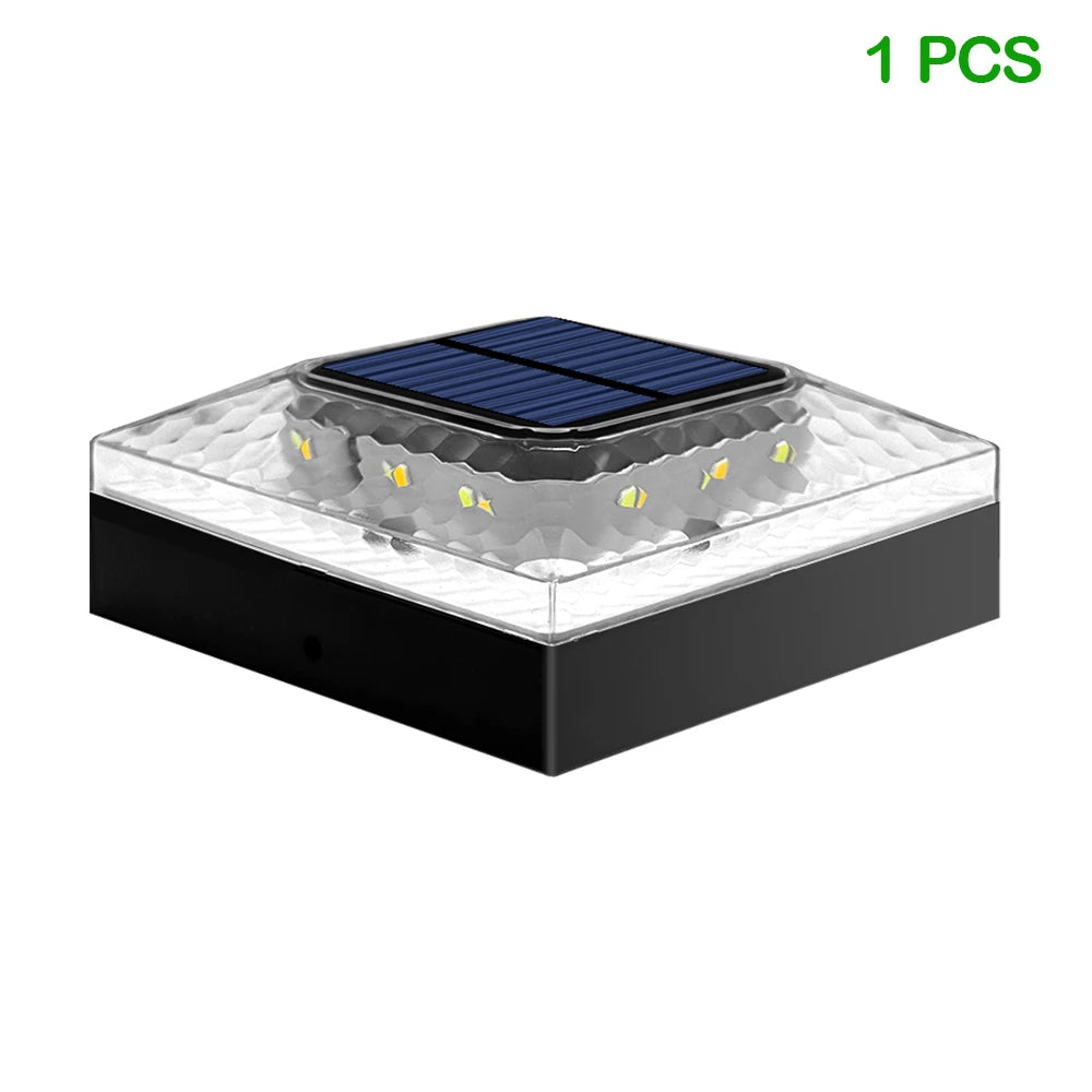 1/4PCS Solar Post Cap Lights Outdoor IP65 Waterproof 3 Color Modes Fence Topper Light For 4x4 Vinyl Wood Post Lighting
