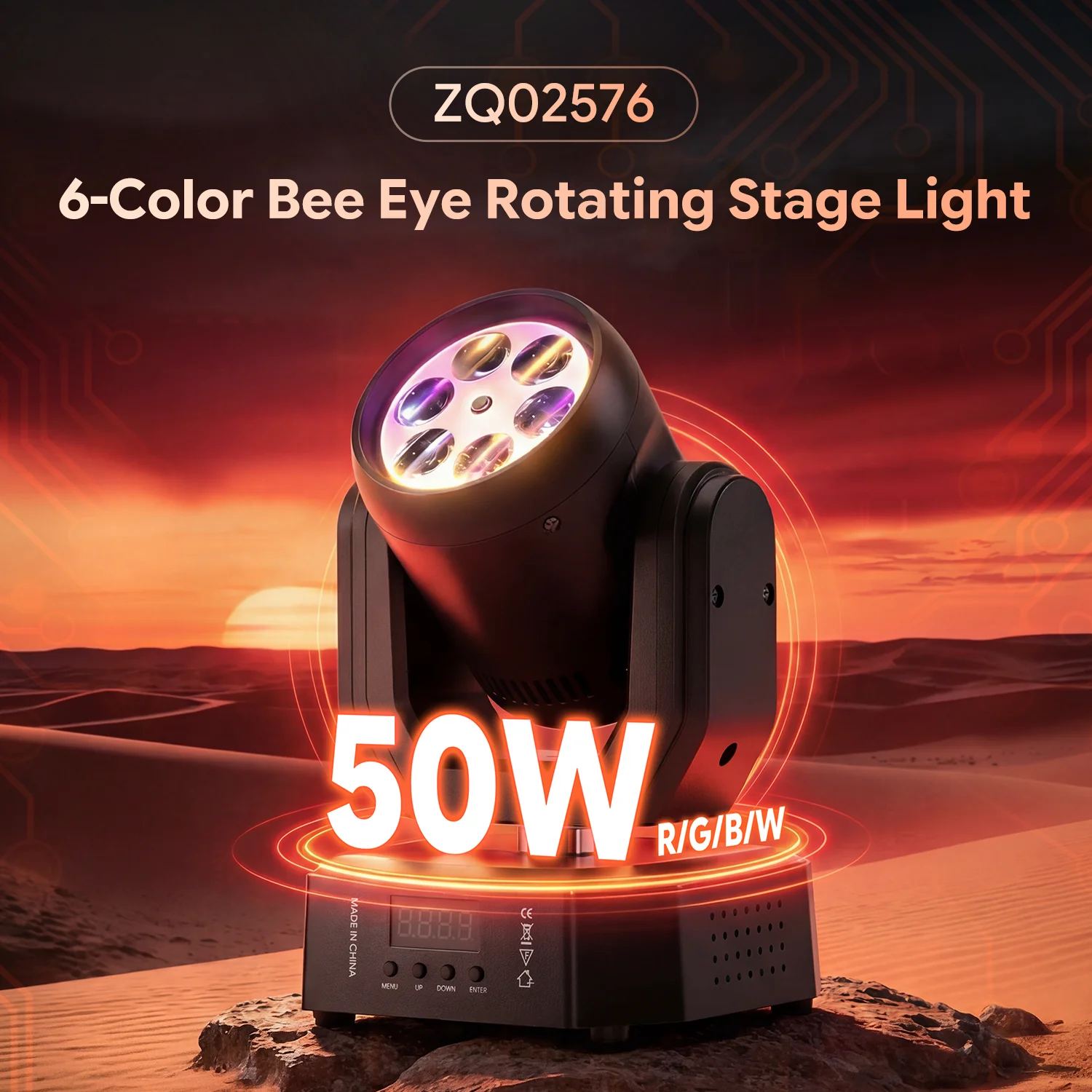 Yiflamefly 1/2/4Pcs Mini 50W Bee Eye Moving Head Lights R/G/B/W/Y/Pink LED Rotating DMX Stage Lights For Wedding Party KTV Bar