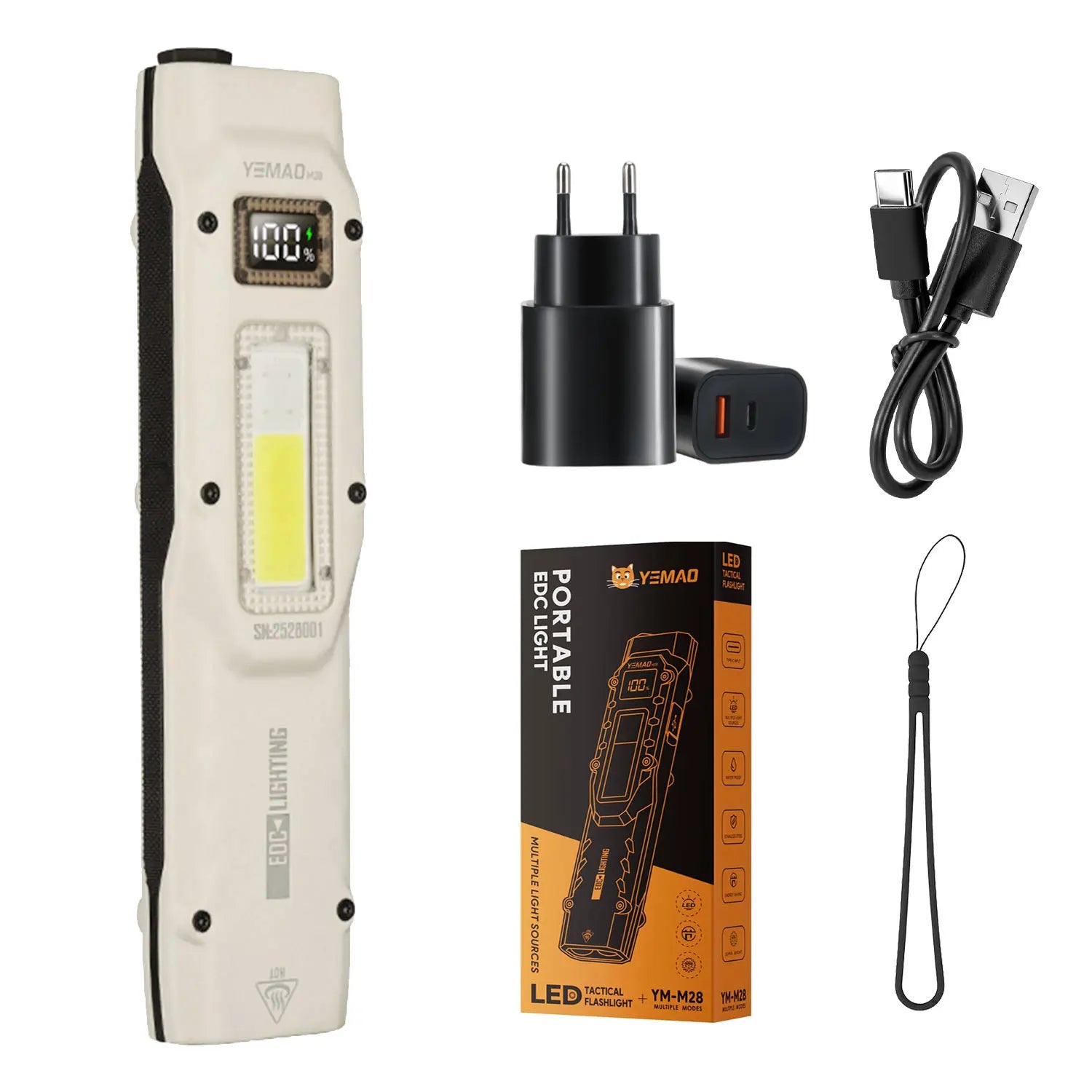 eDC tactical flashlight,1100LM rechargeable lED flat flashlight w/Clip & digital display,Pocket flashlight for camping emergency