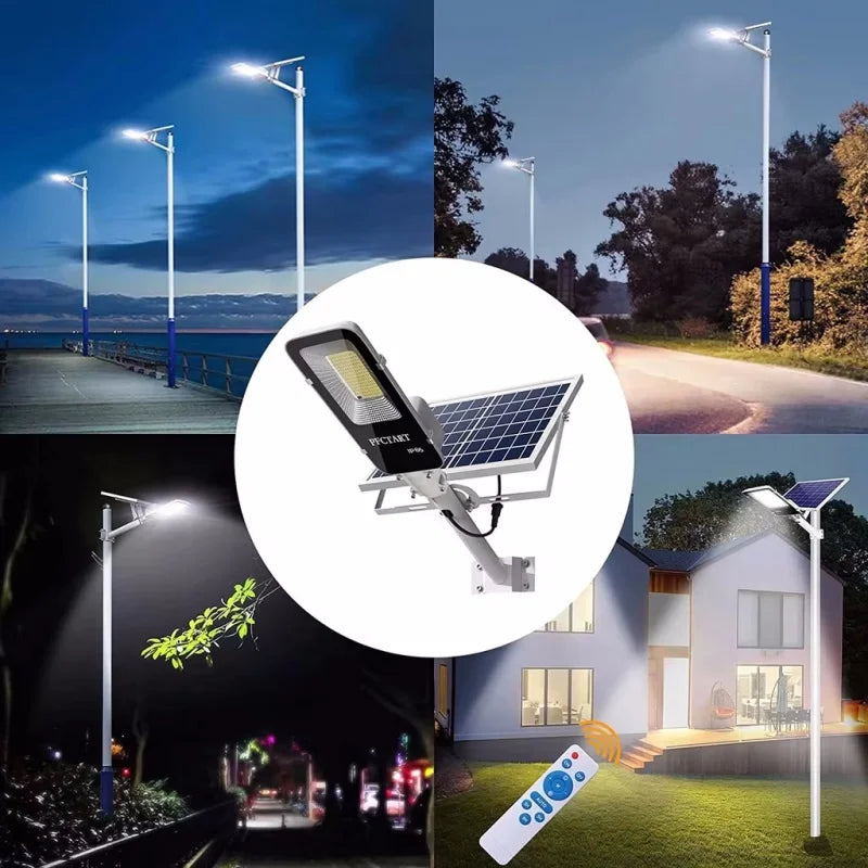 High Brightness LED Solar Street Light Automatic Sensing IP65 Waterproof Outdoor Garden Courtyard Square Parking Lot Lighting