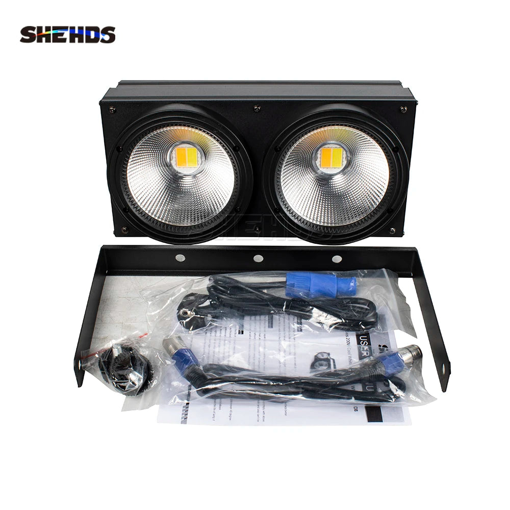 SHEHDS 200W Warm Cool White 2IN1 Projector 2 Eyes 2x100W COB LED Light Audience Blinder For DJ Disco Wedding Party Lighting