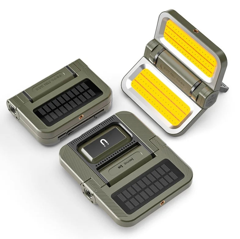 Solar Camping Light，USB/Solar Recharge Portable Lamp with 2000mAh Battery 6 Lighting Modes Outdoor Portable Hanging Tent Light
