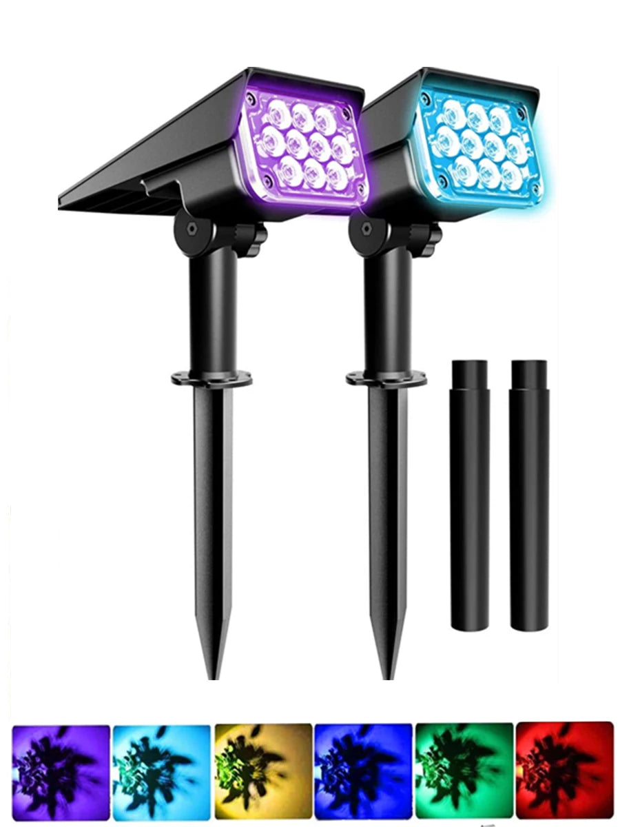 2PCS Solar Power Light Adjustable Light Temperature Solar Garden Light outdoor IP65 Solar Lamp Super Bright Solar Spotlight