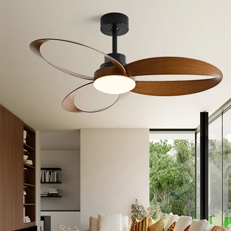 42/52 Inch Ceiling Fan Light Retro Industrial Wooden Ventilation Fan 3-leaf Remote Control Homes Hotels Offices Ventilation