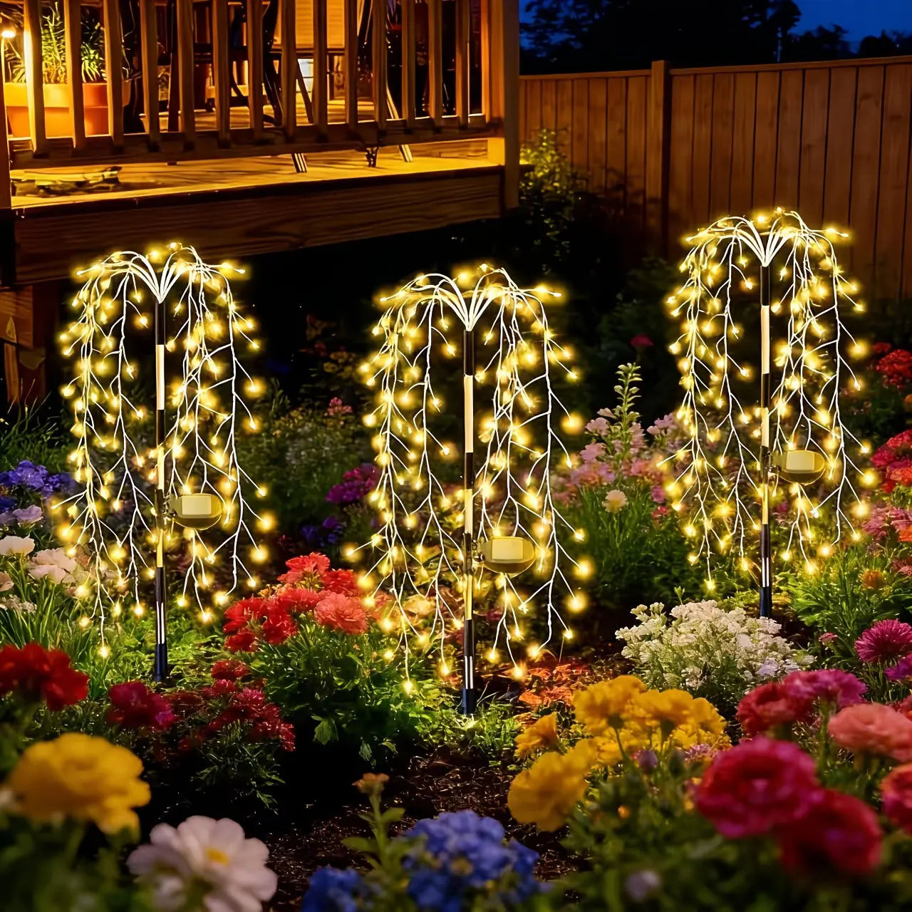 Outdoor LED Fairy Lights Garden Path Decor Garland Tree Solar Lights for Balcony Patio Party Street Lawn Lamp