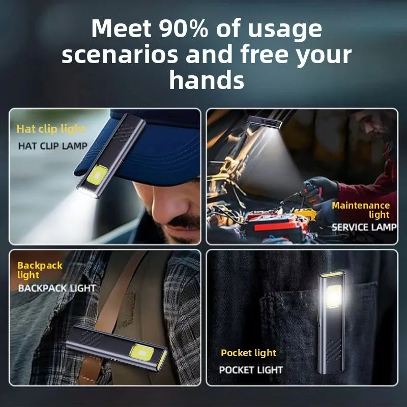 Emergency Portable Rechargeable Mini LED Keychain Flashlight 800LM Magnetic Pocket Torch Light for Work, Camping, Car Use