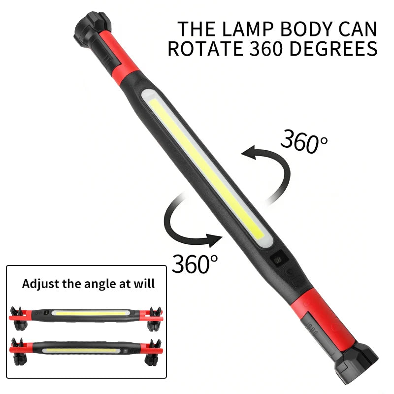 2026 NEW 10000Lumens Rechargeable LED Work Light with Power for Car Emergency Repair, Powerful Magnetic Flashlight with Hooks